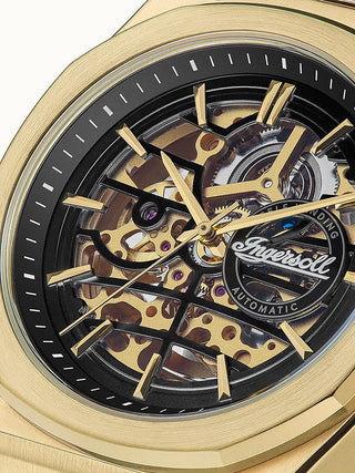Angle shot of Ingersoll 1892 I09305 Gold Stainless Steel Unisex Watch on white background