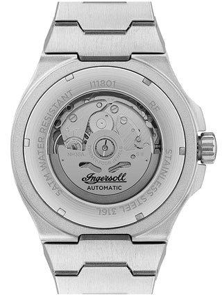 Angle shot of Ingersoll 1892 I11801 Blue Dial Silver Stainless Steel Unisex Watch on white background