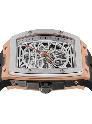 Angle shot of Ingersoll 1892 I12302 Silver Dial Black Silicone Unisex Watch on white background