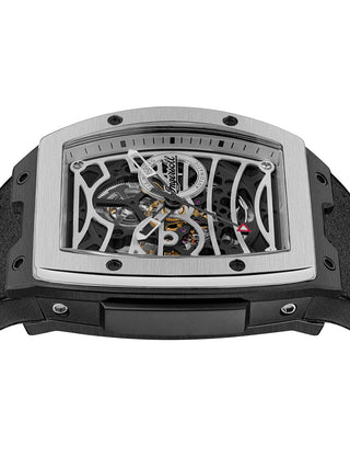 Angle shot of Ingersoll 1892 I12306 Silver Dial Black Leather Unisex Watch on white background