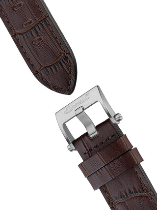 Angle shot of Ingersoll 1892 I12503 Silver Dial Brown Leather Unisex Watch on white background