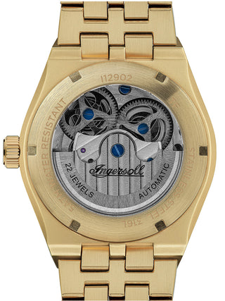 Angle shot of Ingersoll 1892 I12902 Grey Dial Gold Stainless Steel Unisex Watch on white background