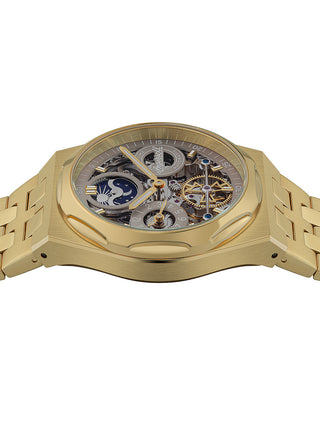 Angle shot of Ingersoll 1892 I12902 Grey Dial Gold Stainless Steel Unisex Watch on white background