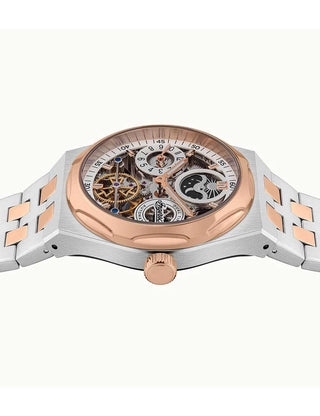 Angle shot of Ingersoll 1892 I12906 Gold Dial Rose Gold Stainless Steel Unisex Watch on white background