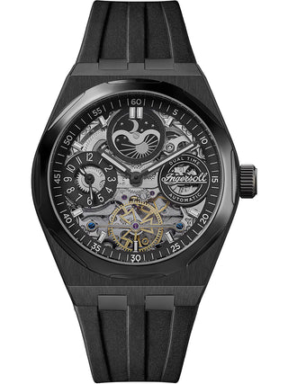 Front view of Ingersoll 1892 I12908 Black Silicone Unisex Watch on white background