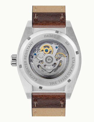 Angle shot of Ingersoll 1892 I14302 Silver Dial Brown Leather Unisex Watch on white background