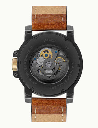 Angle shot of Ingersoll 1892 I14402 Black Dial Brown Leather Unisex Watch on white background