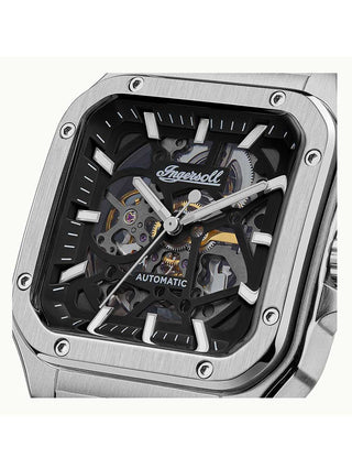 Angle shot of Ingersoll 1892 I14501 Black Dial Silver Stainless Steel Unisex Watch on white background