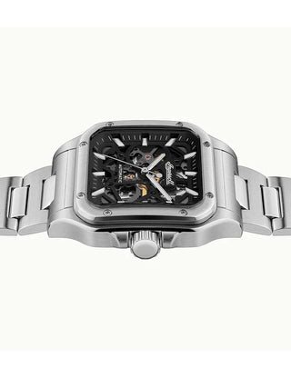 Angle shot of Ingersoll 1892 I14501 Black Dial Silver Stainless Steel Unisex Watch on white background