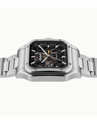 Angle shot of Ingersoll 1892 I14501 Black Dial Silver Stainless Steel Unisex Watch on white background