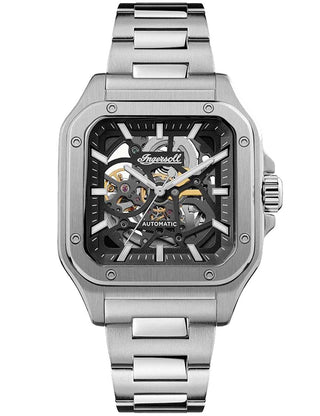 Front view of Ingersoll 1892 I14501 Black Dial Silver Stainless Steel Unisex Watch on white background