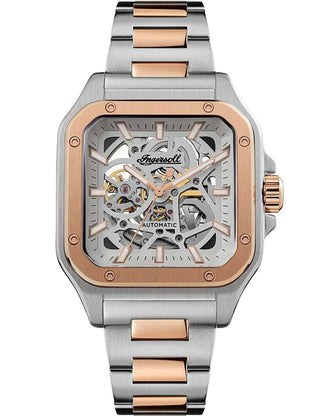 Front view of Ingersoll 1892 I14502 White Dial Rose Gold Stainless Steel Unisex Watch on white background
