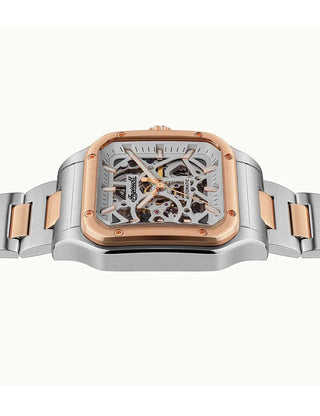 Angle shot of Ingersoll 1892 I14502 White Dial Rose Gold Stainless Steel Unisex Watch on white background