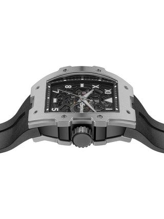 Angle shot of Ingersoll 1892 I15301 Black Silicone Unisex Watch on white background