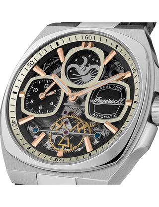 Angle shot of Ingersoll 1892 I15801 Black Leather Unisex Watch on white background