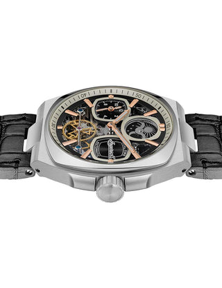 Angle shot of Ingersoll 1892 I15801 Black Leather Unisex Watch on white background