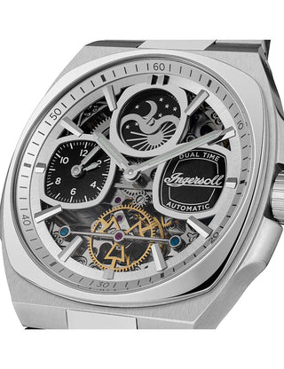 Angle shot of Ingersoll 1892 I15802 Black Dial Silver Stainless Steel Unisex Watch on white background