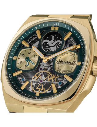 Angle shot of Ingersoll 1892 I15803 Gold Stainless Steel Unisex Watch on white background