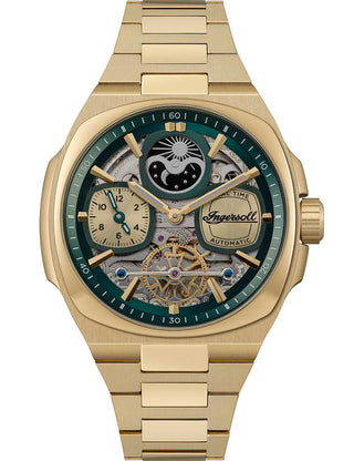 Front view of Ingersoll 1892 I15803 Gold Stainless Steel Unisex Watch on white background
