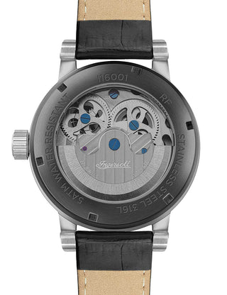 Angle shot of Ingersoll 1892 I16001 Black Leather Unisex Watch on white background