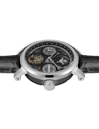 Angle shot of Ingersoll 1892 I16001 Black Leather Unisex Watch on white background