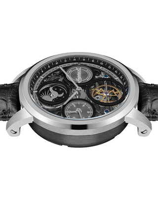 Angle shot of Ingersoll 1892 I16001 Black Leather Unisex Watch on white background