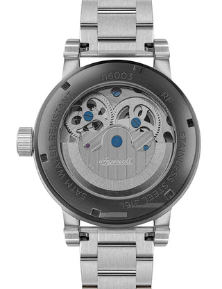 Angle shot of Ingersoll 1892 I16003 Blue Dial Silver Stainless Steel Unisex Watch on white background