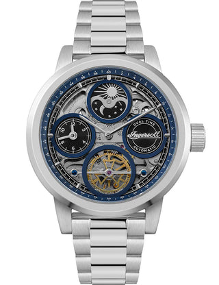 Front view of Ingersoll 1892 I16003 Blue Dial Silver Stainless Steel Unisex Watch on white background