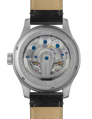 Angle shot of Ingersoll 1892 I16101 Black Leather Unisex Watch on white background