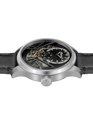 Angle shot of Ingersoll 1892 I16101 Black Leather Unisex Watch on white background