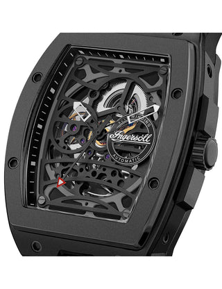 Angle shot of Ingersoll 1892 I16201 Black Silicone Unisex Watch on white background