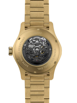 Angle shot of Ingersoll 1892 I16702 Black Dial Gold Stainless Steel Unisex Watch on white background