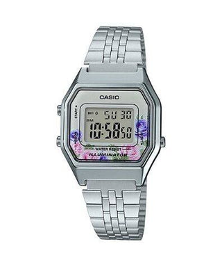 Front view of Casio LA680WA-4C Womens Watch on white background