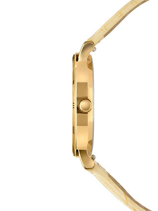 Angle shot of Jowissa J2.269.M Gold Leather Womens Watch on white background