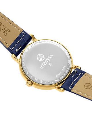 Angle shot of Jowissa J2.271.M Blue Leather Womens Watch on white background