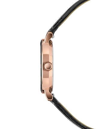 Angle shot of Jowissa J2.309.S Black Leather Womens Watch on white background