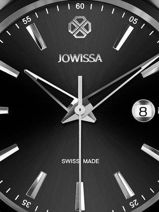 Angle shot of Jowissa J4.235.L Black Dial Silver Stainless Steel Unisex Watch on white background