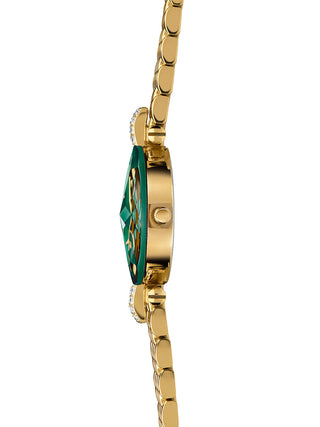 Angle shot of Jowissa J5.497.S Green Dial Gold Stainless Steel Womens Watch on white background