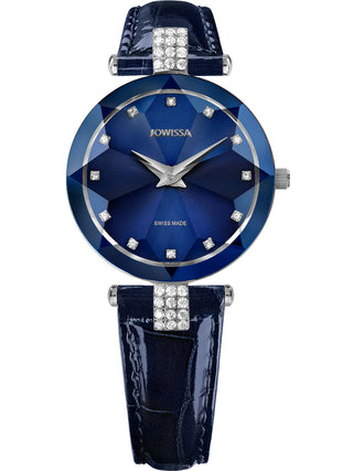 Front view of Jowissa J5.622.M Blue Leather Womens Watch on white background