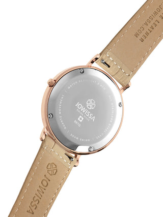 Angle shot of Jowissa J5.565.L Beige Leather Womens Watch on white background