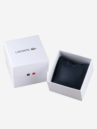 Angle shot of Lacoste 2011284 Black Silicone Unisex Watch on white background