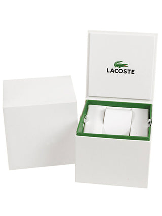 Angle shot of Lacoste 2010982 Black Leather Unisex Watch on white background