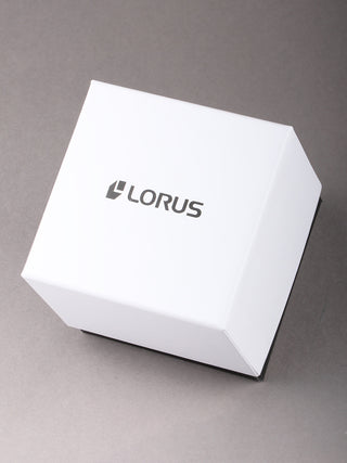 Angle shot of Lorus Classic RH939NX9 Grey Stainless Steel Mens Watch on white background