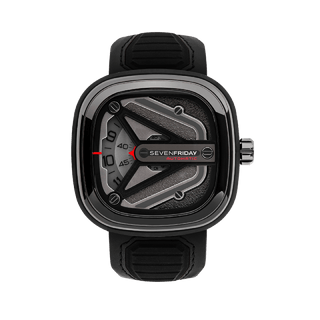 Front view of Sevenfriday M-Series Spaceship SF-M3-01 Mens Watch on white background