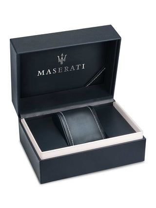 Angle shot of Maserati R8853100022 Blue Dial Silver Stainless Steel Unisex Watch on white background
