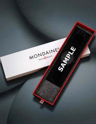 Angle shot of Mondaine A667.30314.11SBBV White Dial Black Leather Unisex Watch on white background