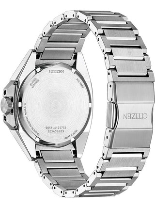 Angle shot of Citizen NB6010-81L Blue Dial Silver Stainless Steel Unisex Watch on white background