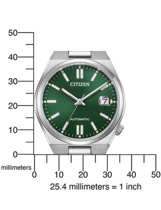 Angle shot of Citizen NJ0200-50X Green Dial Silver Stainless Steel Womens Watch on white background
