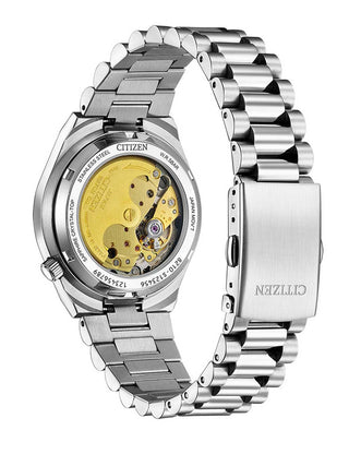 Angle shot of Citizen NJ0200-50X Green Dial Silver Stainless Steel Womens Watch on white background
