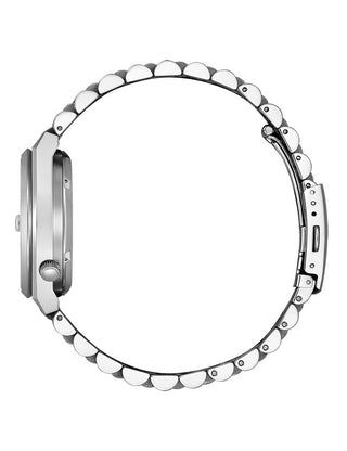 Angle shot of Citizen NJ0200-50Z Pink Dial Silver Stainless Steel Womens Watch on white background